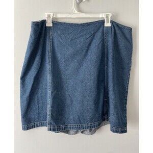 L.A. Blues Size 24 Blue Denim 100% Cotton Jean Skort - Skirt w/ Shorts Vintage